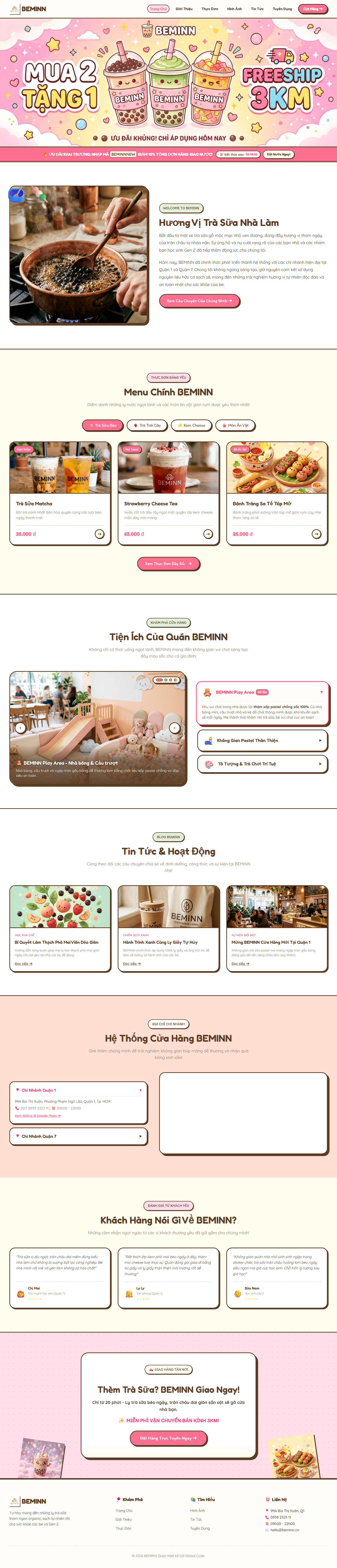 Mẫu Web Tiệm Trà Sữa & Cafe Teastation